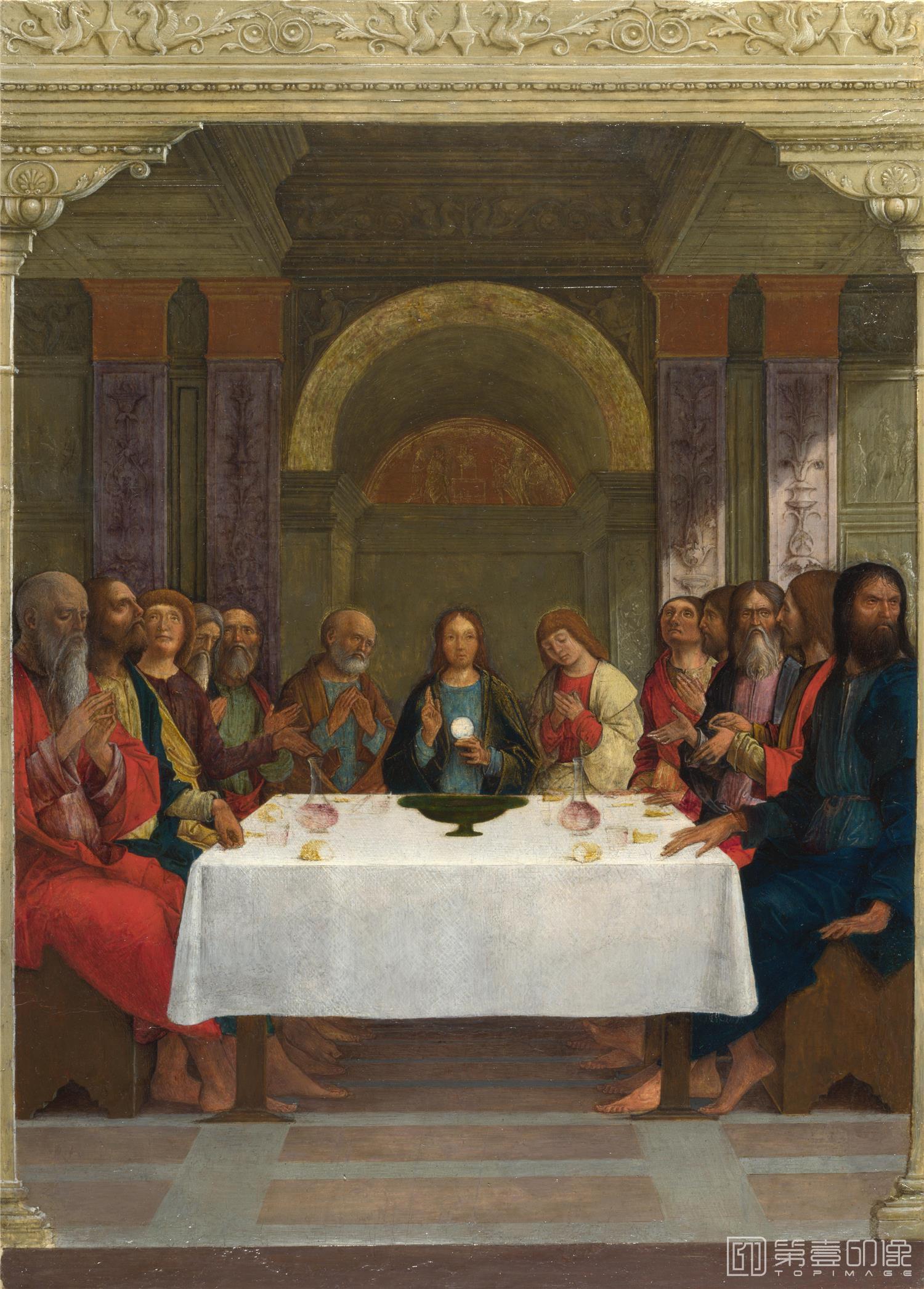 油画-大英博物馆藏画-Ercole de' Roberti - The Institution of the Eucharist-0591